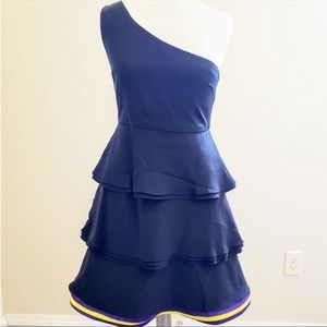 Alice + Olivia black tiered layered silk dress S